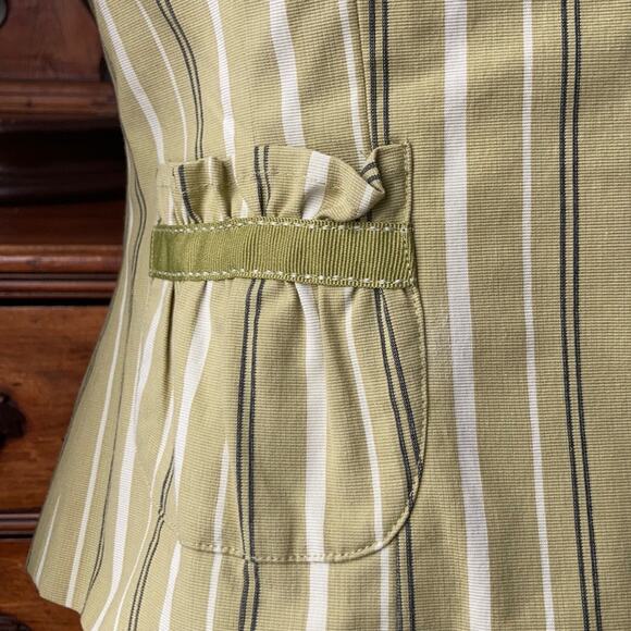 Intuitions Green Striped Blazer, Size 6 - Picture 3 of 10